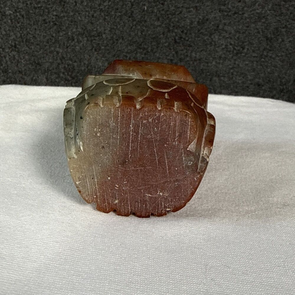 HAND CARVED MARBLE SCULPTURE STONE OWL FIGURINE 2.25” Jasper? - Picture 6 of 7